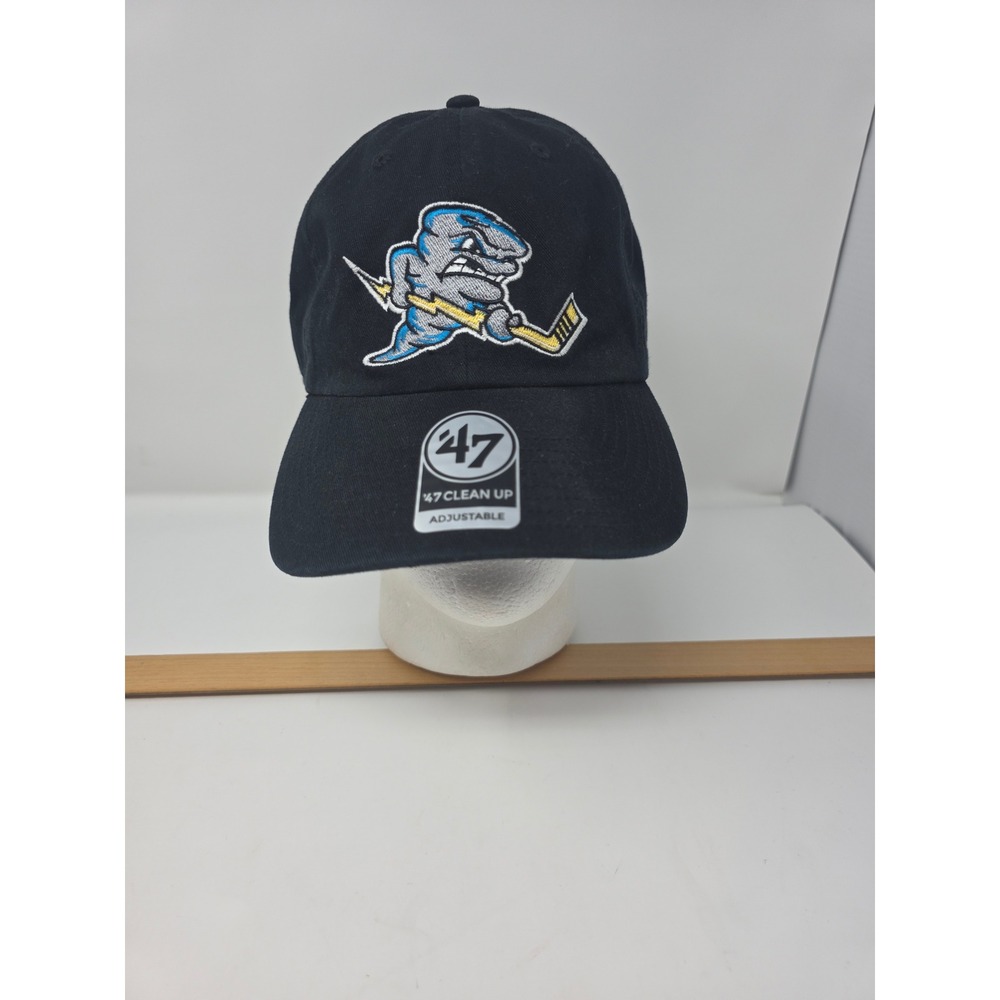 47 Brand Quad City Storm Strapback Hat Black Hockey Clean Up Cap SPHL NWOT